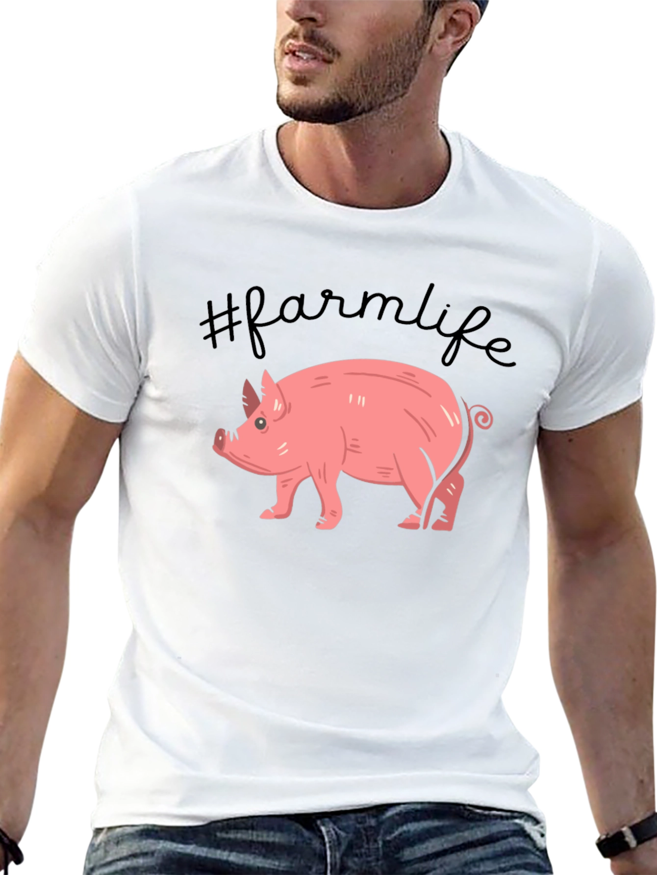 Farm Life Pig Graphic Tee - Unisex Black T-Shirt