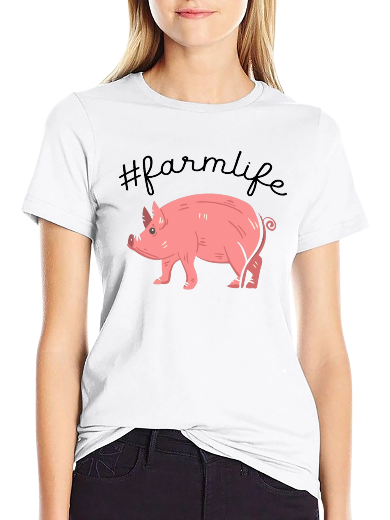 Farm Life Pig Graphic Tee - Unisex Black T-Shirt