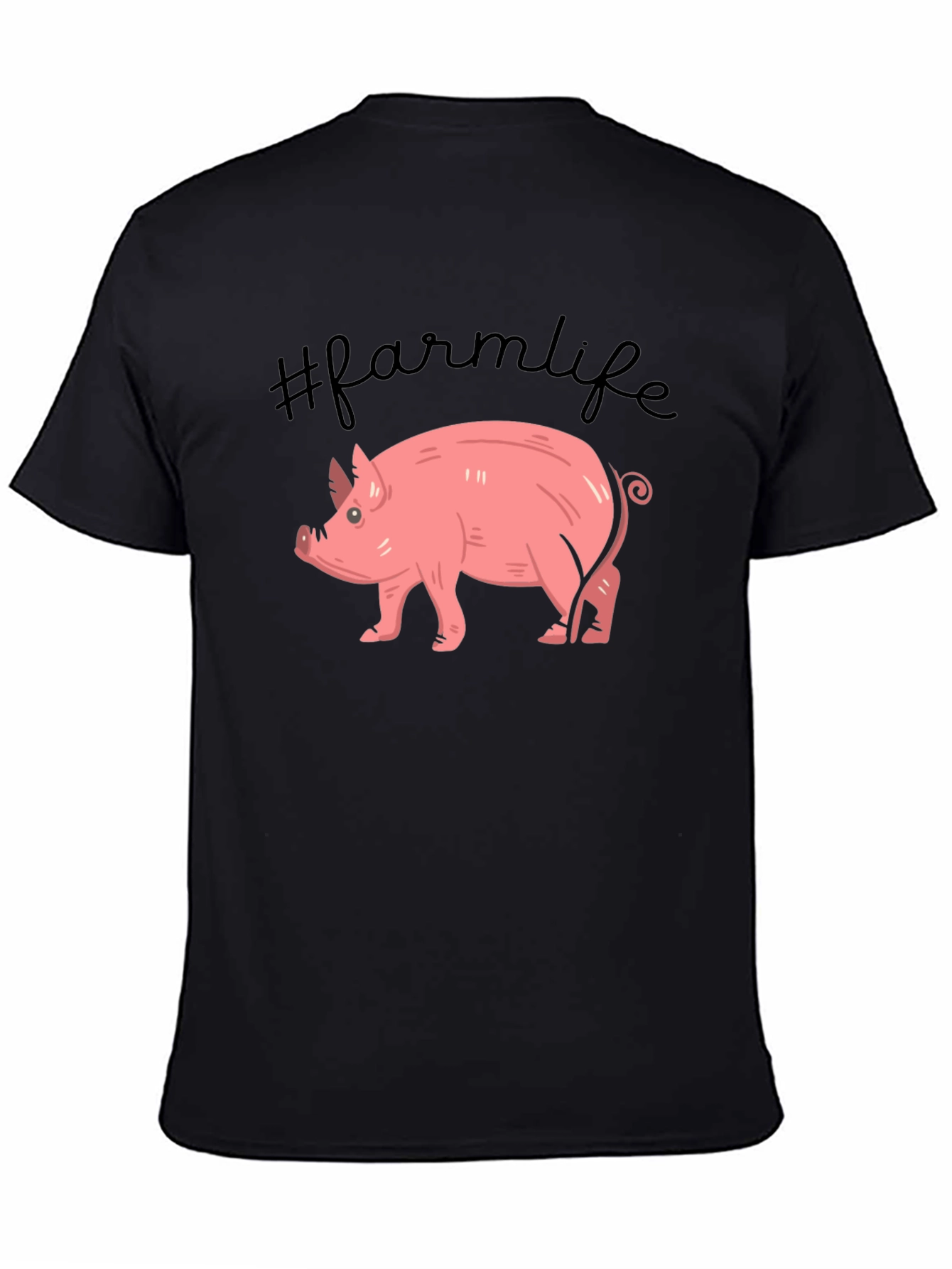 Farm Life Pig Graphic Tee - Unisex Black T-Shirt
