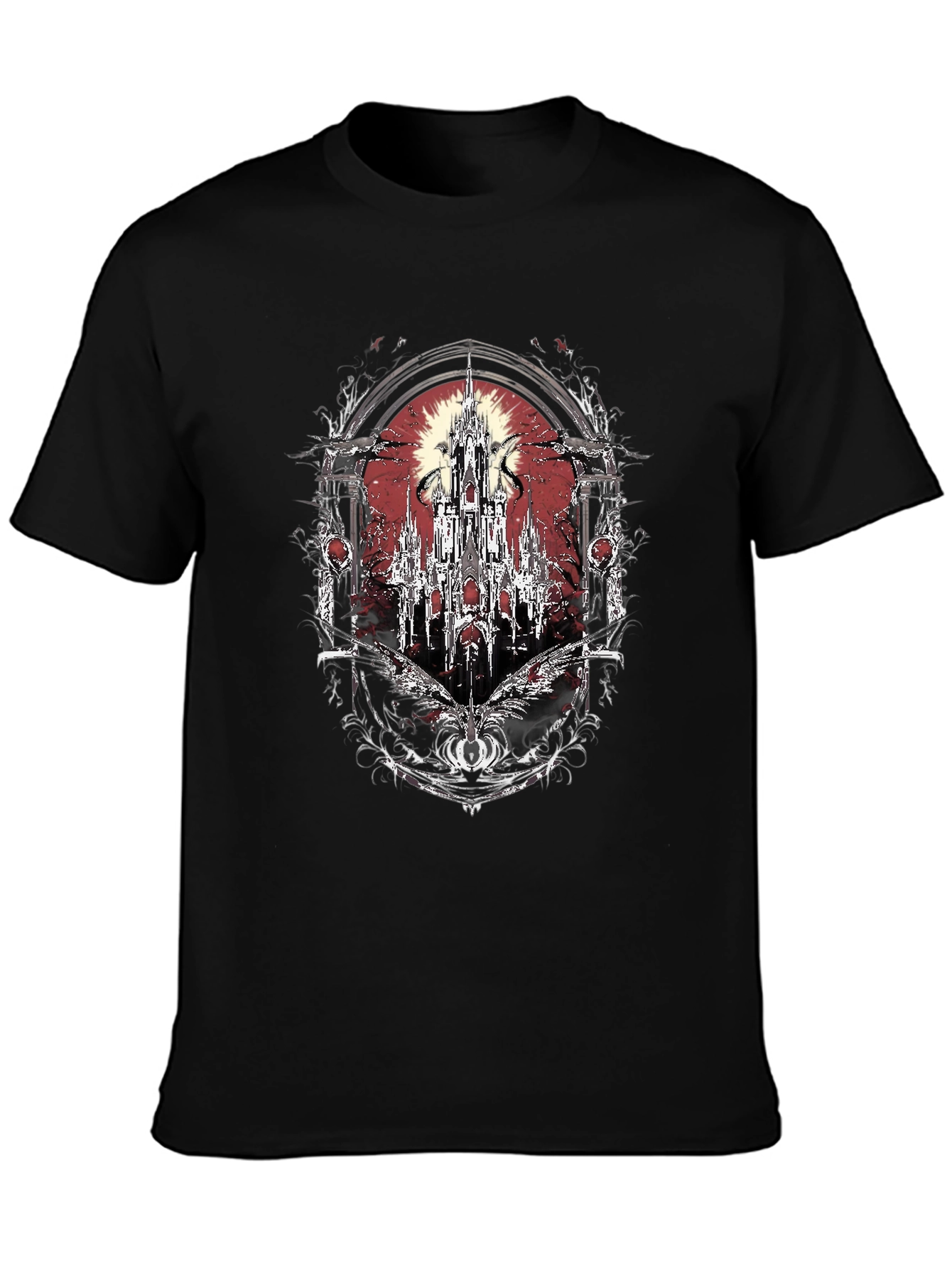 Gothic Castle T-Shirt - Dark Fantasy Design