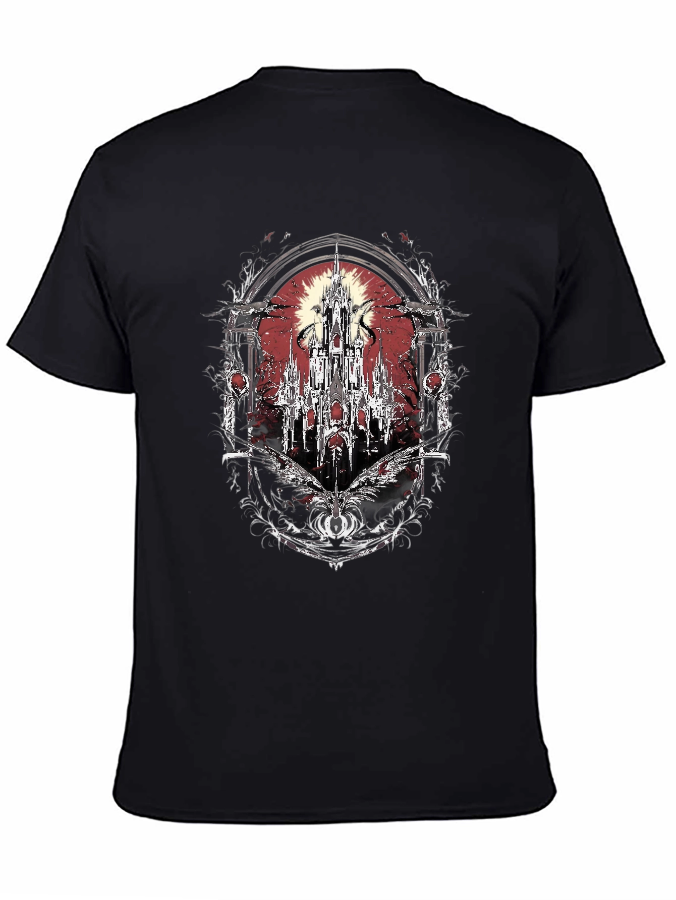 Gothic Castle T-Shirt - Dark Fantasy Design
