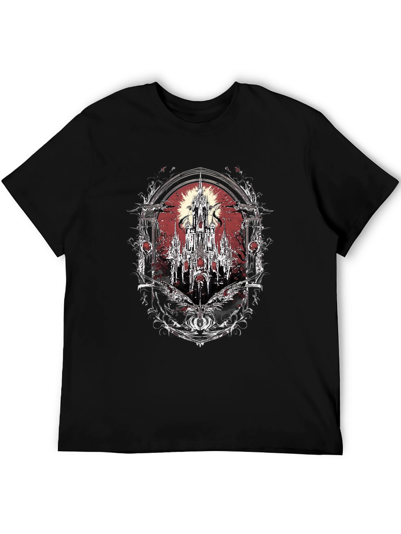 Gothic Castle T-Shirt - Dark Fantasy Design