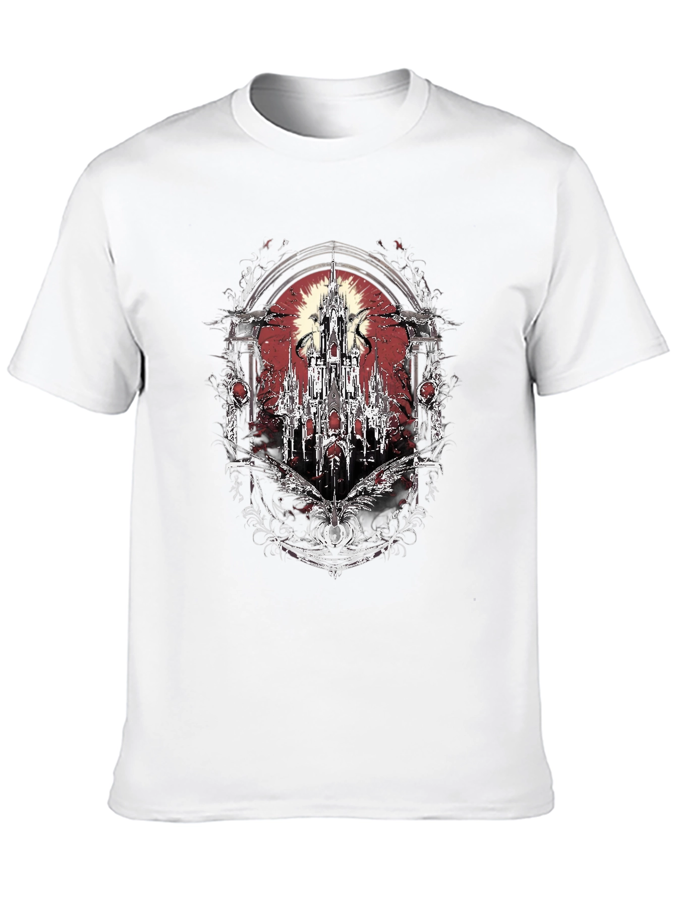 Gothic Castle T-Shirt - Dark Fantasy Design