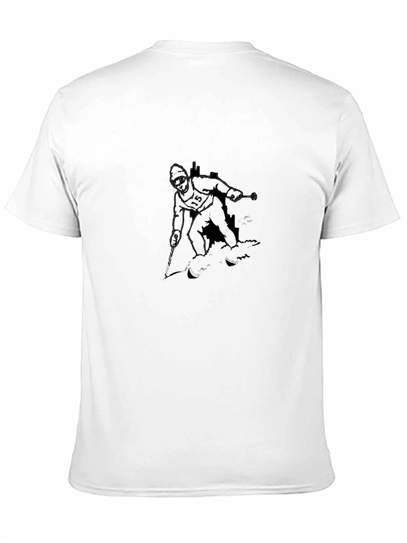 Skier Graphic Tee - Black Cotton Casual