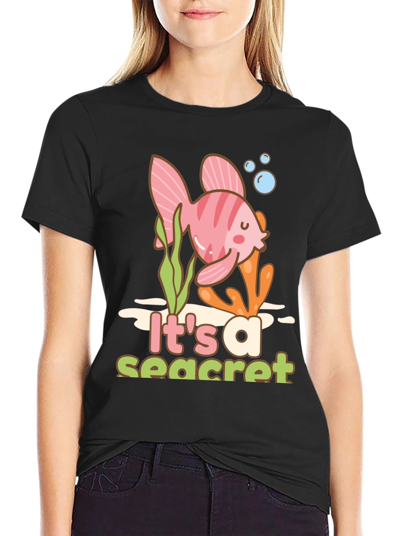 Its a Sea-cret T-Shirt Cute Fish Graphic Tee
