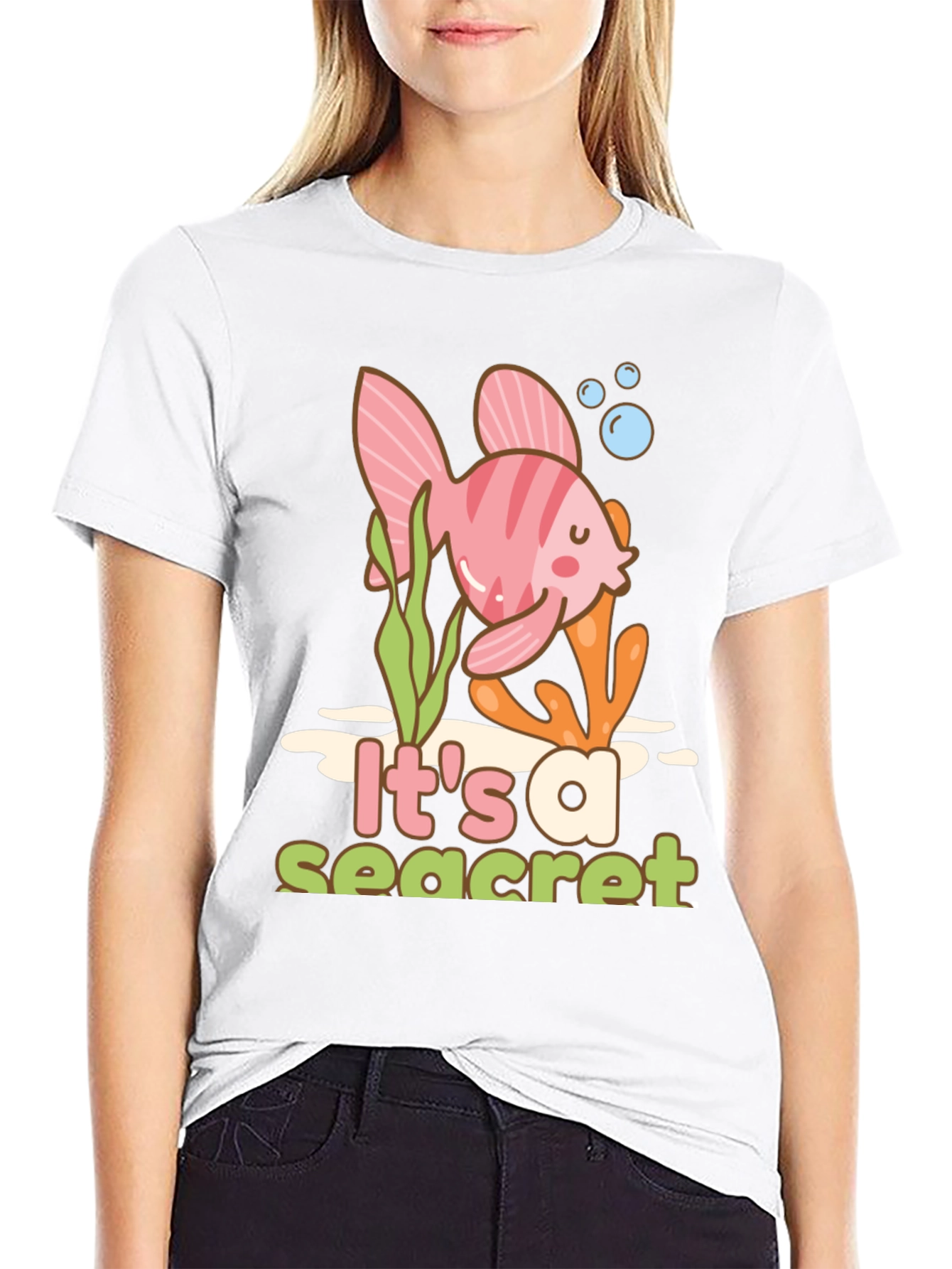 Its a Sea-cret T-Shirt Cute Fish Graphic Tee