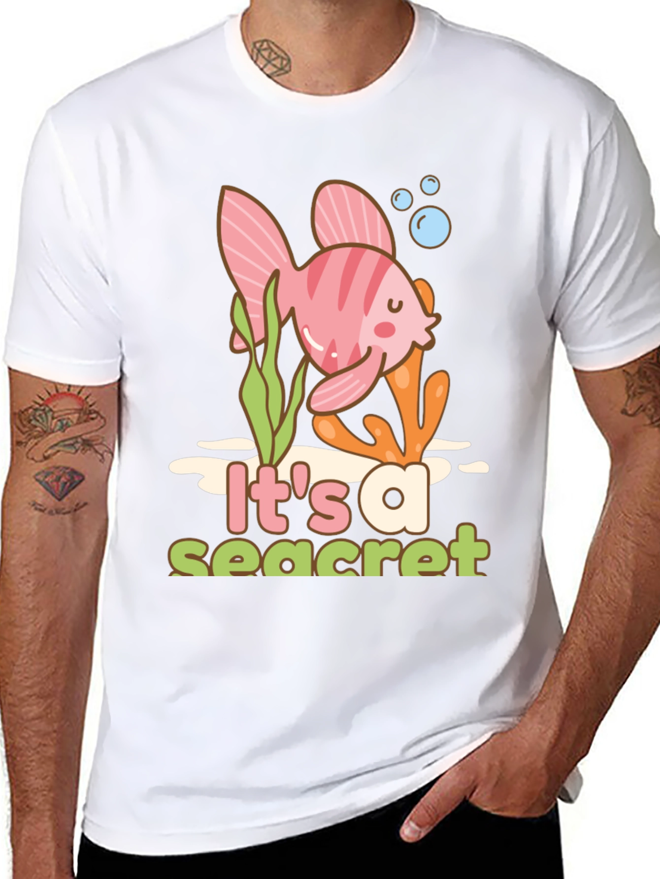 Its a Sea-cret T-Shirt Cute Fish Graphic Tee