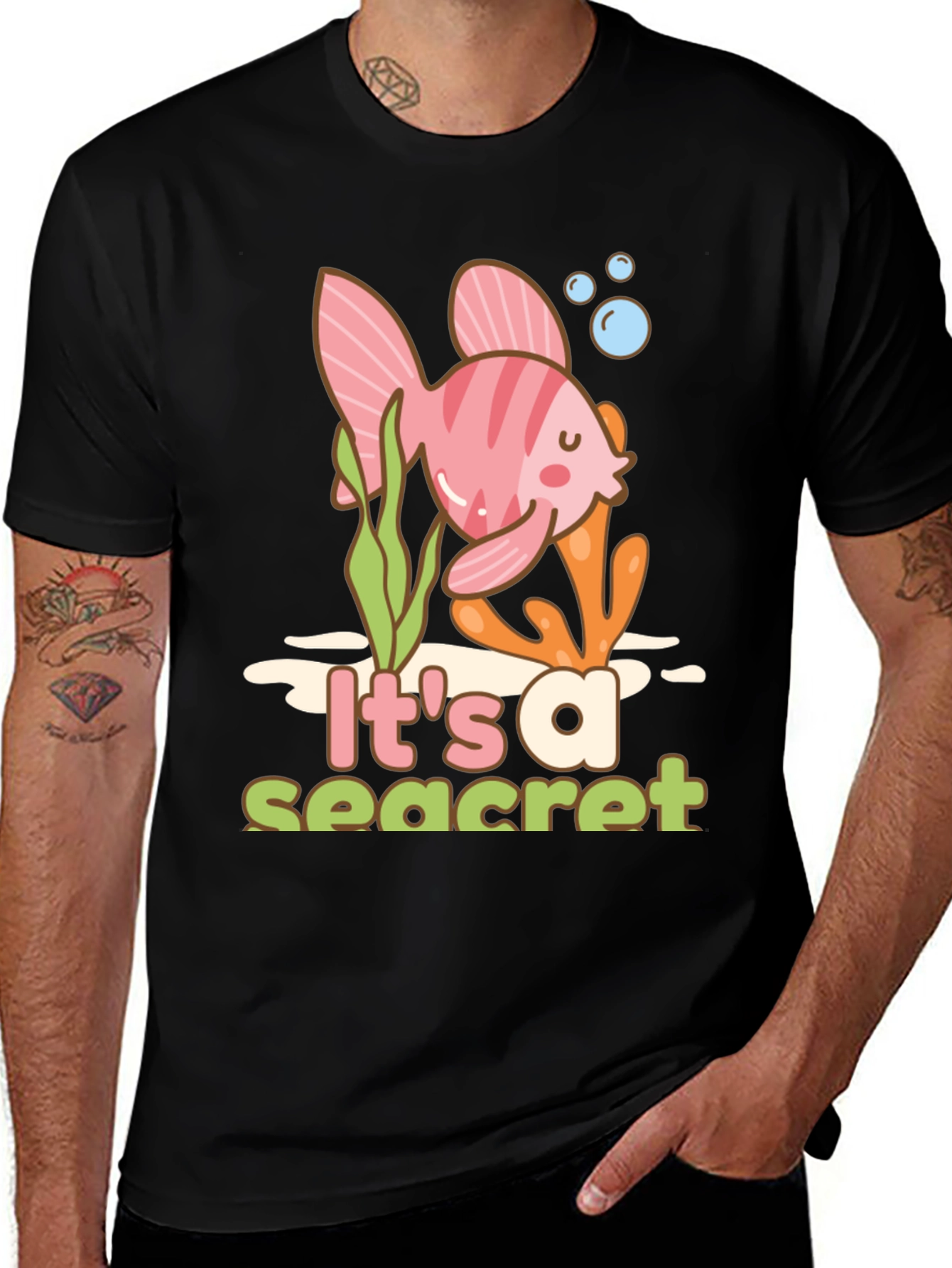 Its a Sea-cret T-Shirt Cute Fish Graphic Tee