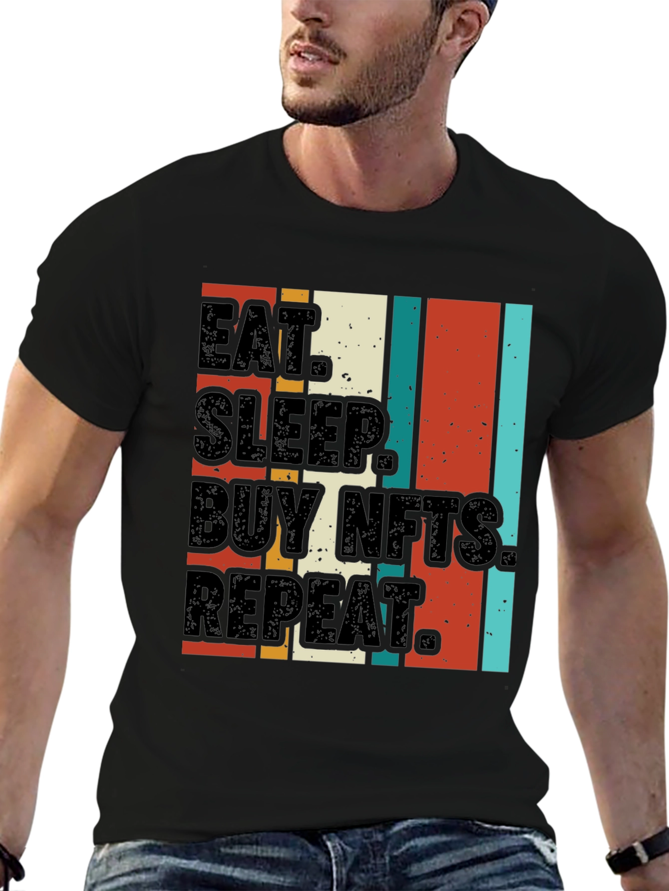 Eat Sleep Buy NFTs Repeat Graphic Tee