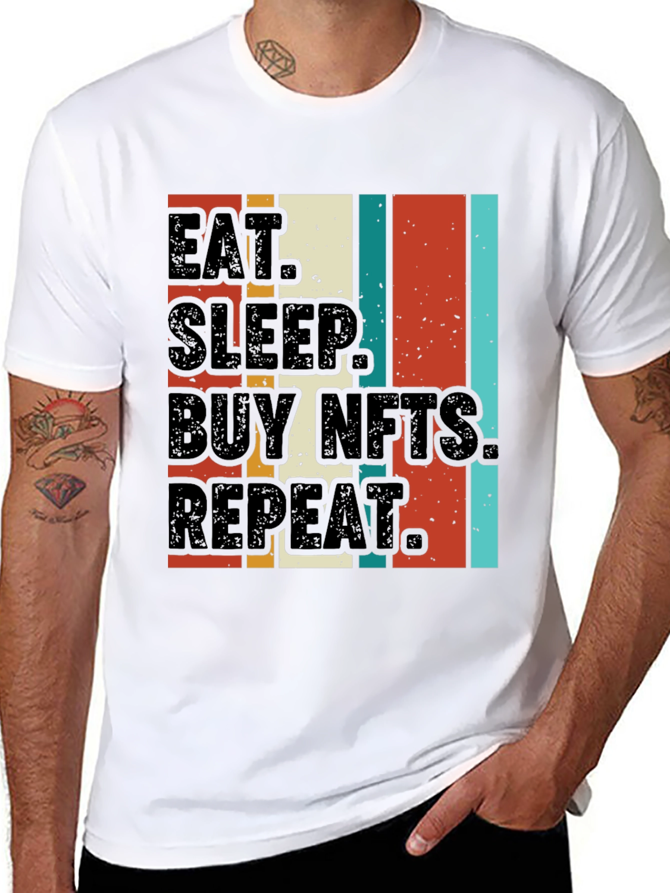 Eat Sleep Buy NFTs Repeat Graphic Tee