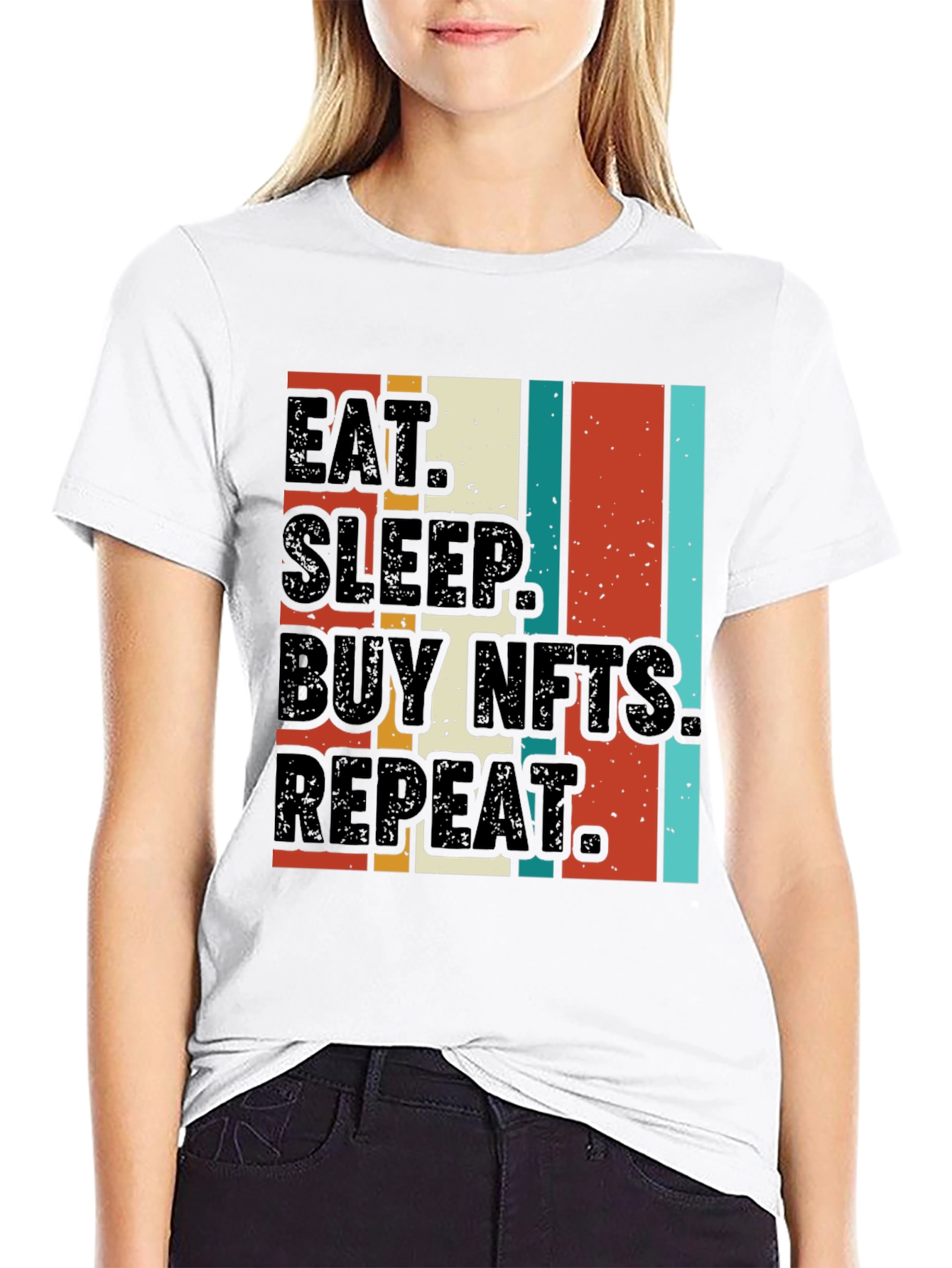 Eat Sleep Buy NFTs Repeat Graphic Tee