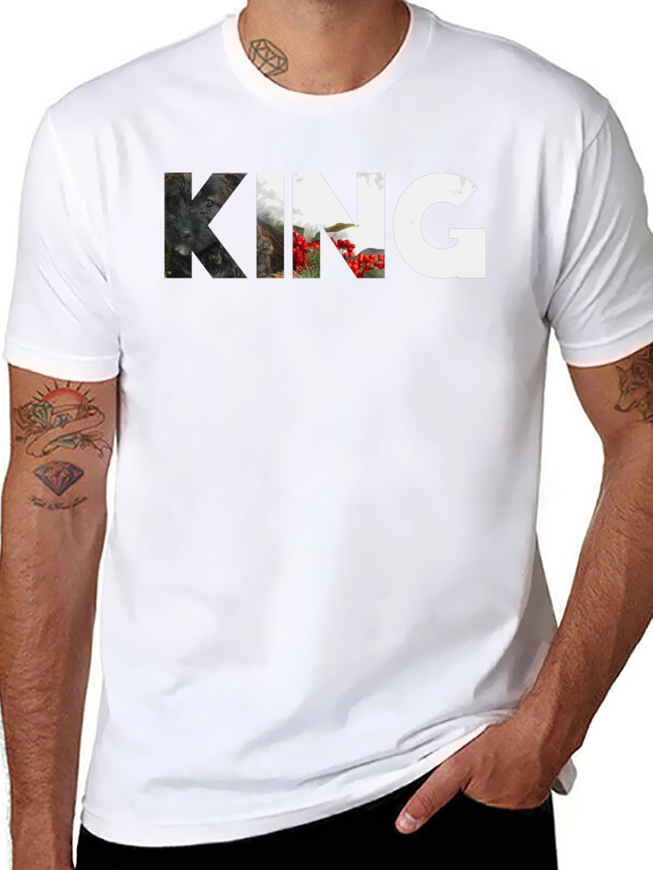King Dog Portrait T-Shirt - Unisex Black Tee