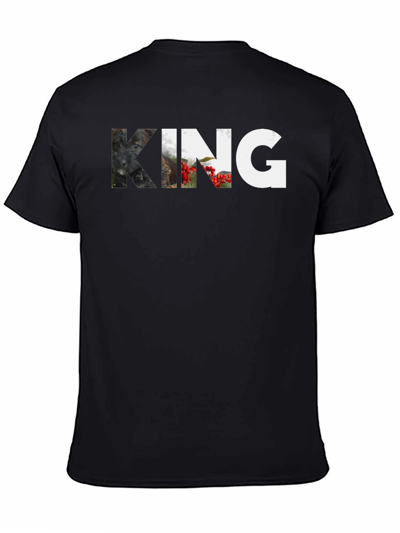 King Dog Portrait T-Shirt - Unisex Black Tee