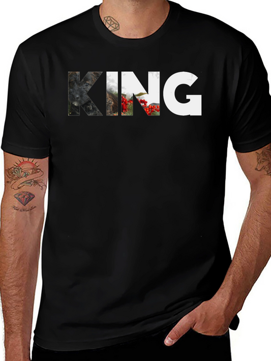King Dog Portrait T-Shirt - Unisex Black Tee