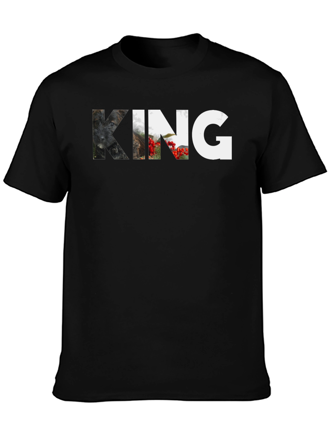 King Dog Portrait T-Shirt - Unisex Black Tee