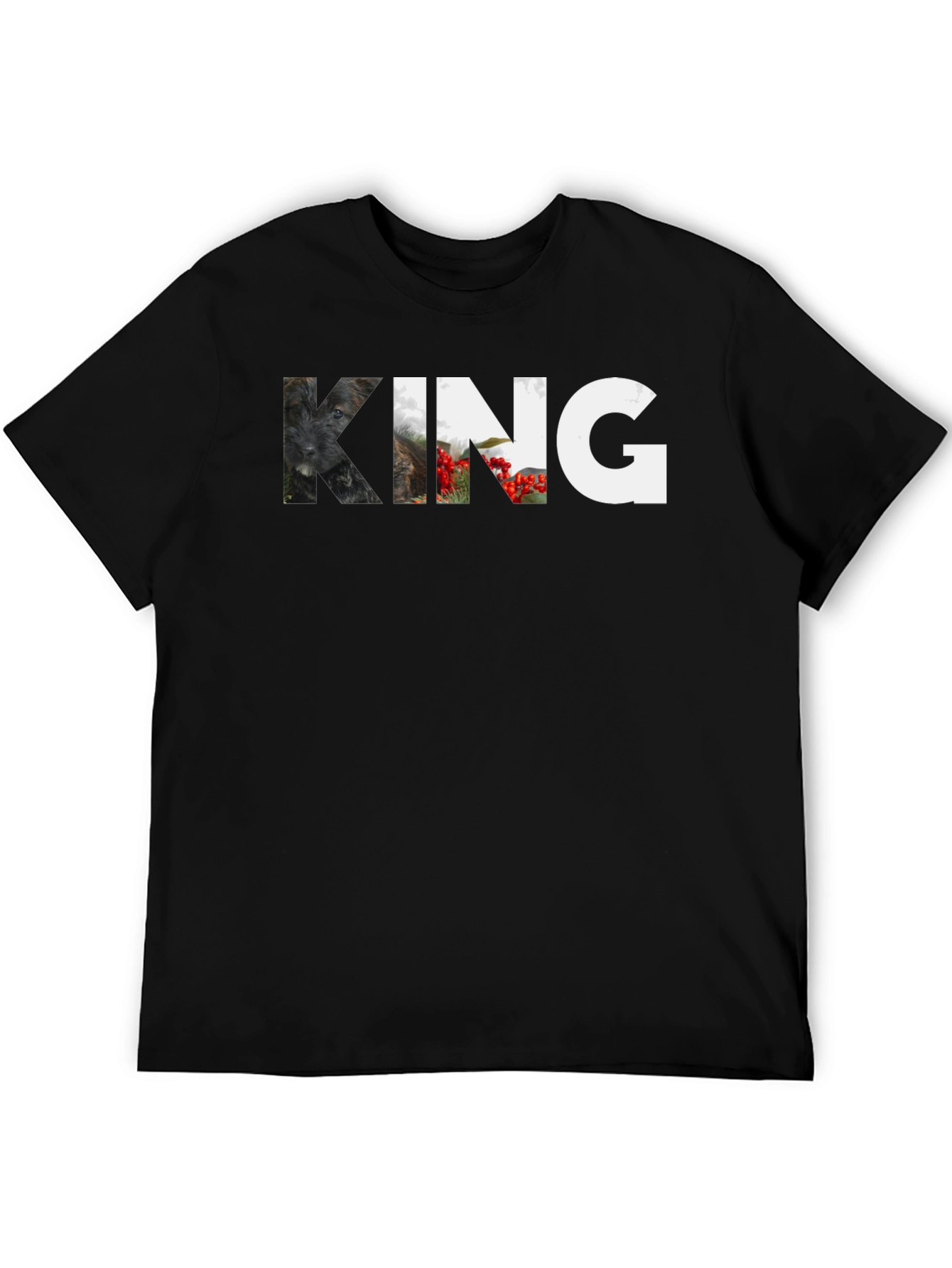 King Dog Portrait T-Shirt - Unisex Black Tee