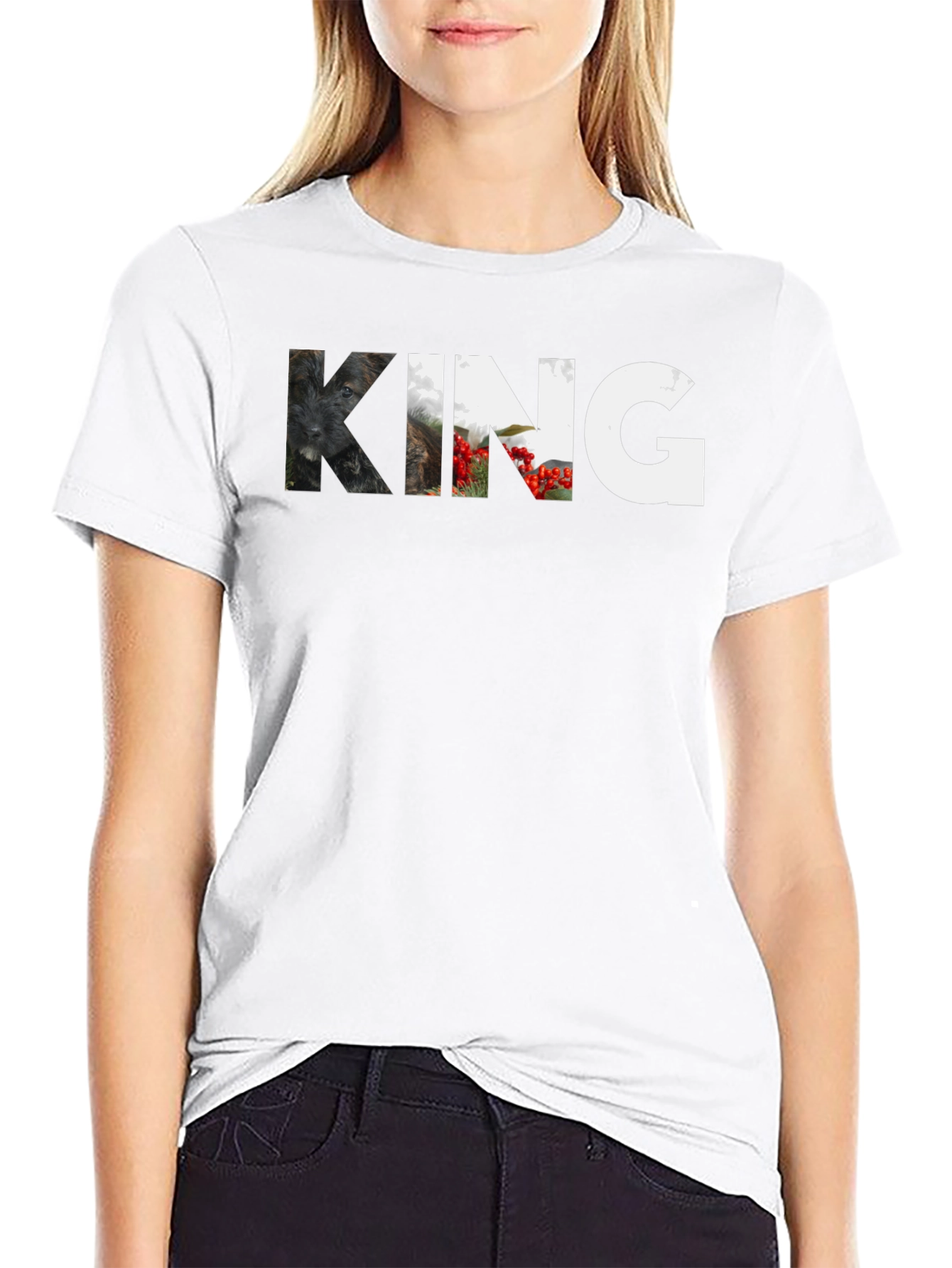 King Dog Portrait T-Shirt - Unisex Black Tee