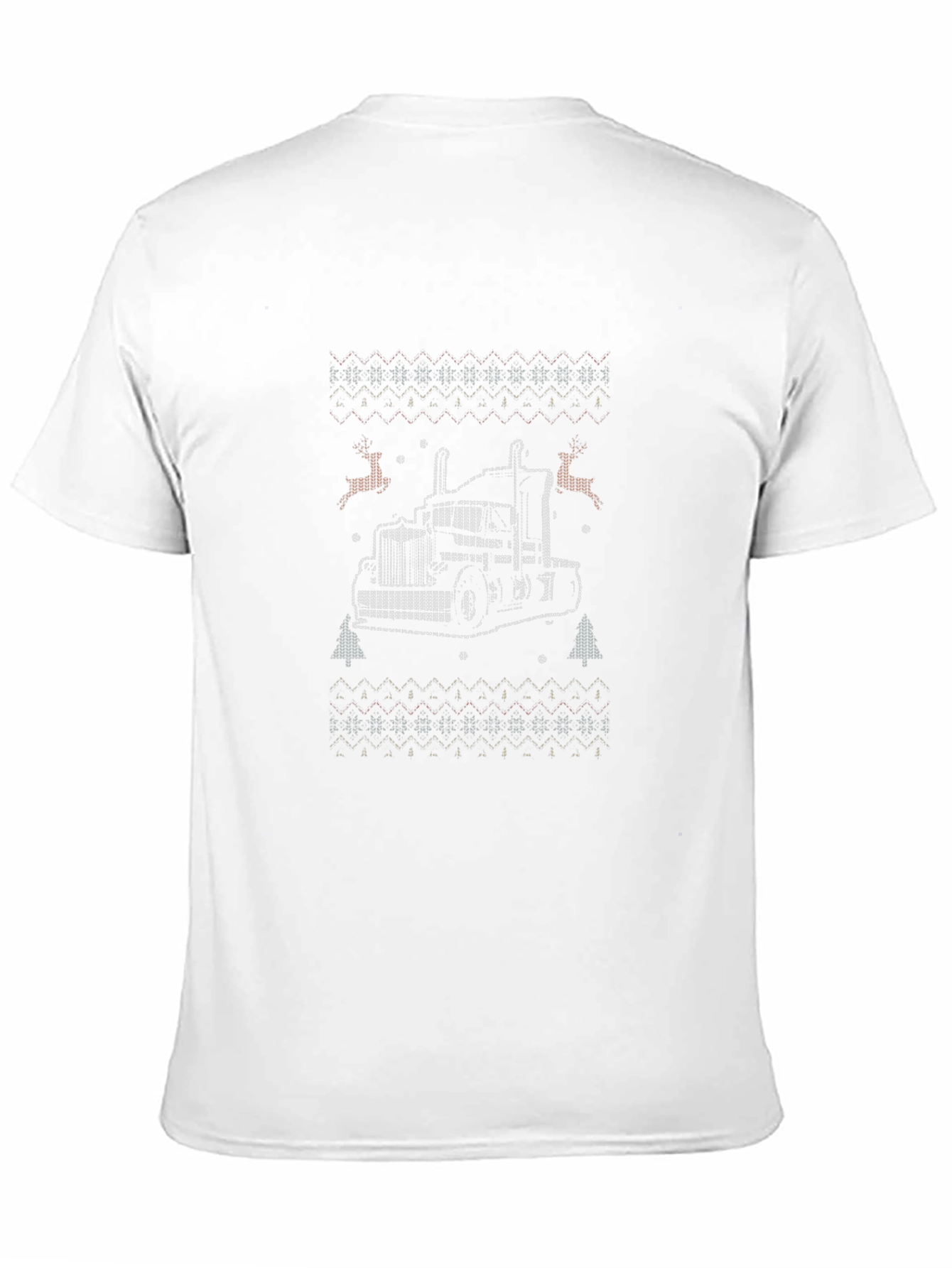 Truck Christmas Sweater Pattern Black T-Shirt