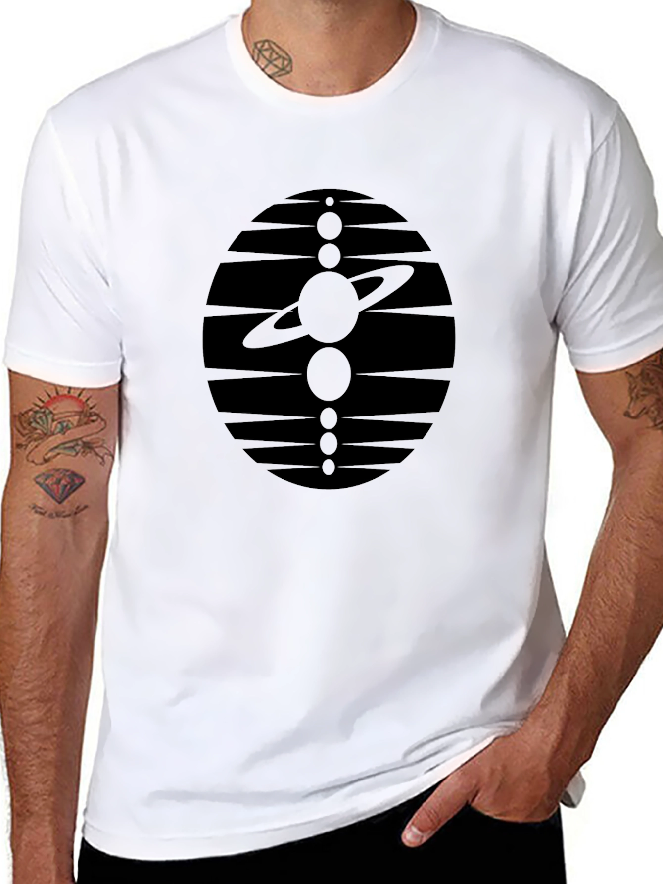 Cosmic Harmony Tee - Black Graphic Print