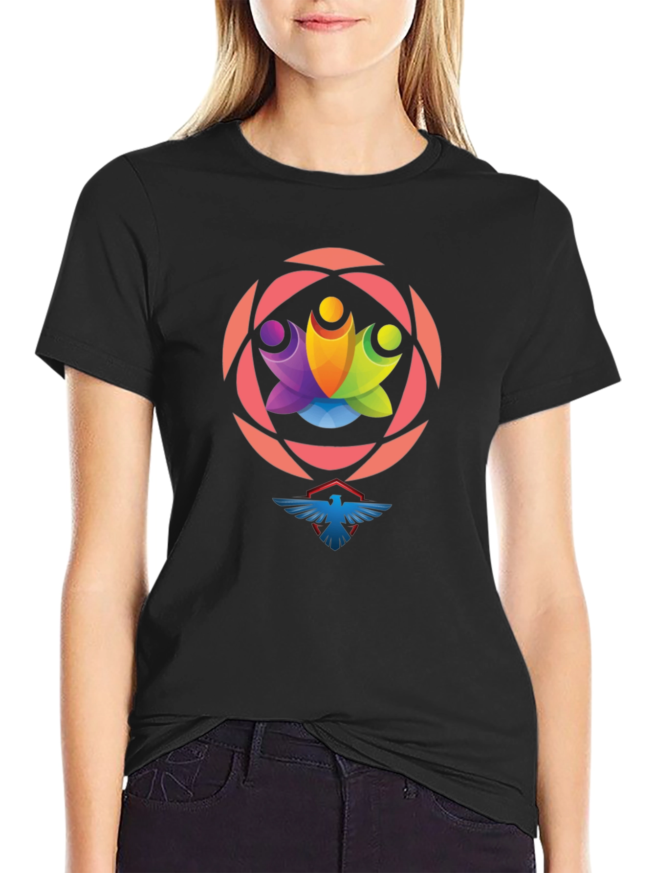 Black Graphic Tee: Unity Eagle Style