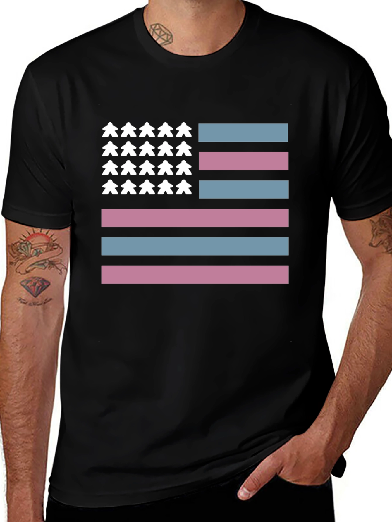Transgender Pride American Flag T-Shirt