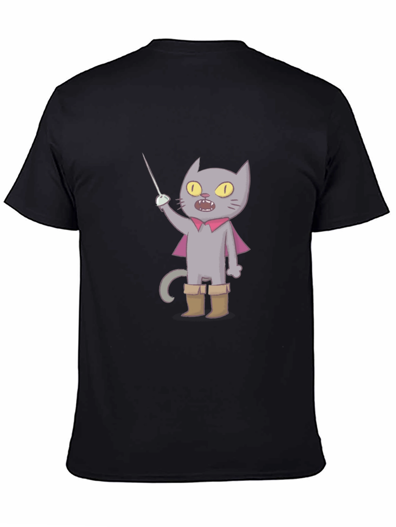 Cartoon Cat with Sword T-Shirt