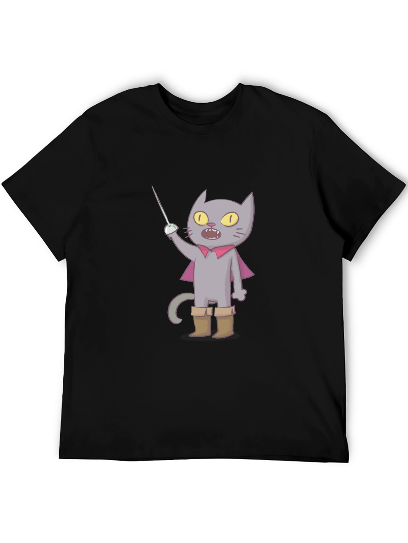 Cartoon Cat with Sword T-Shirt