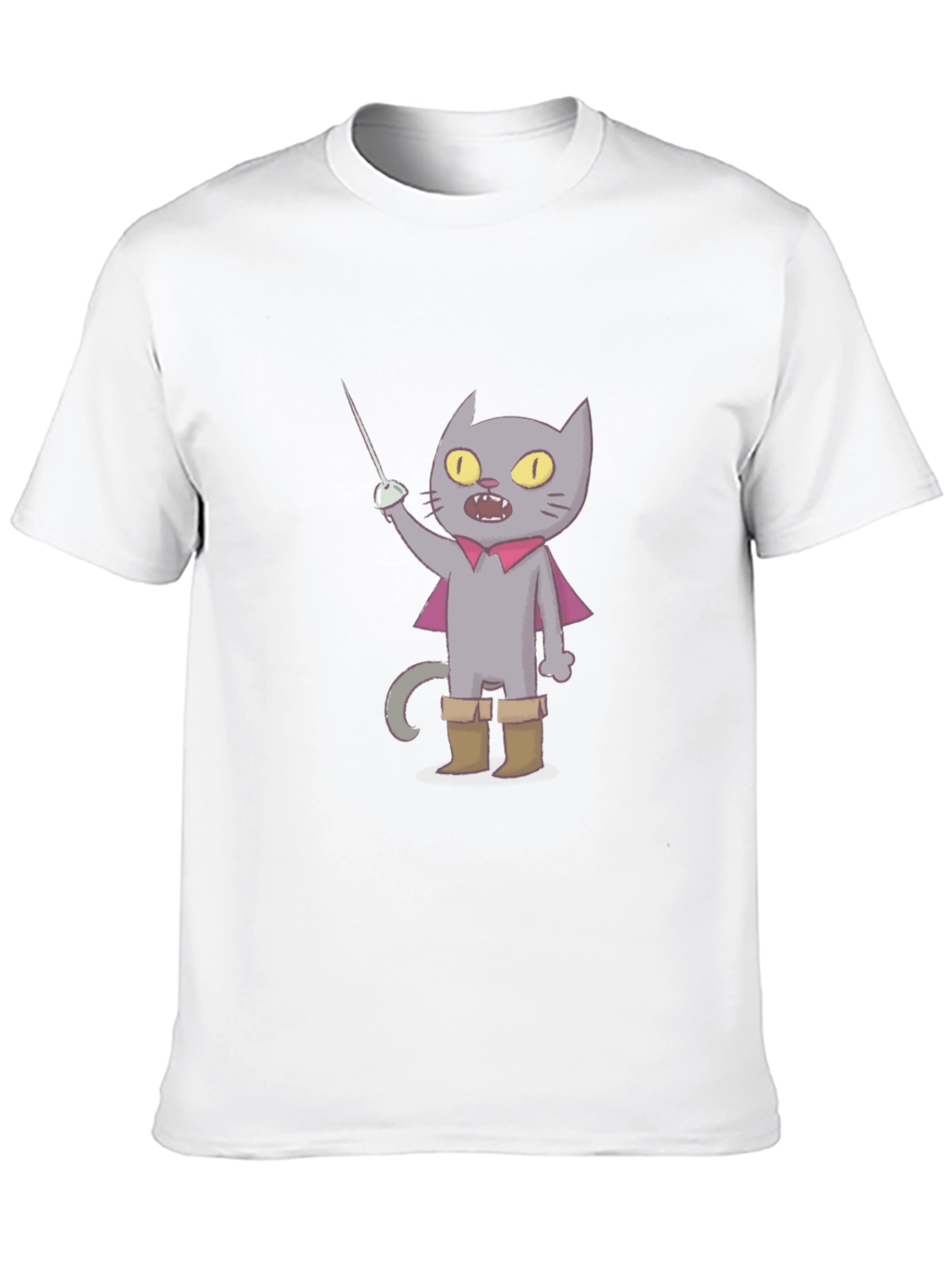 Cartoon Cat with Sword T-Shirt