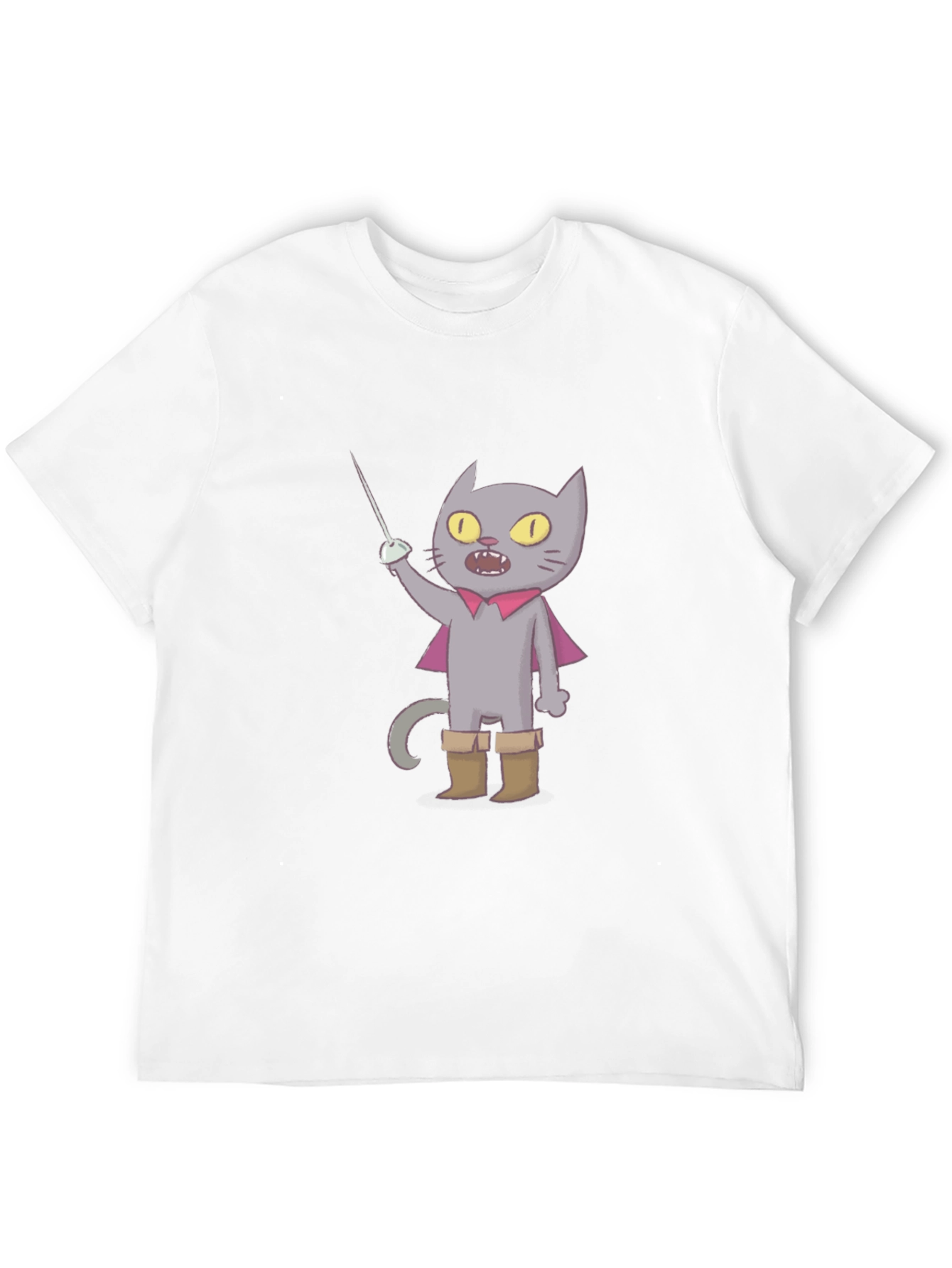 Cartoon Cat with Sword T-Shirt
