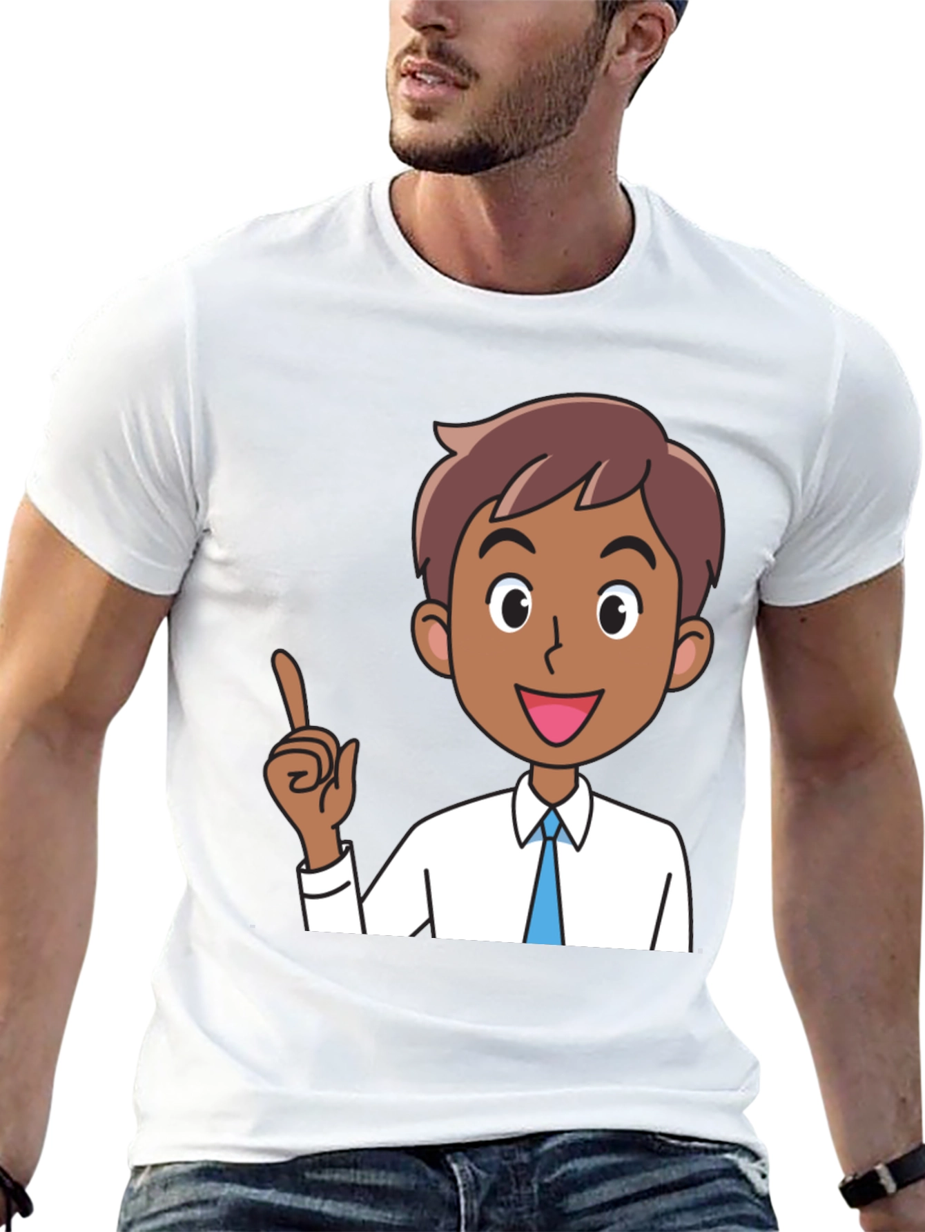 Cartoon Man Black T-Shirt