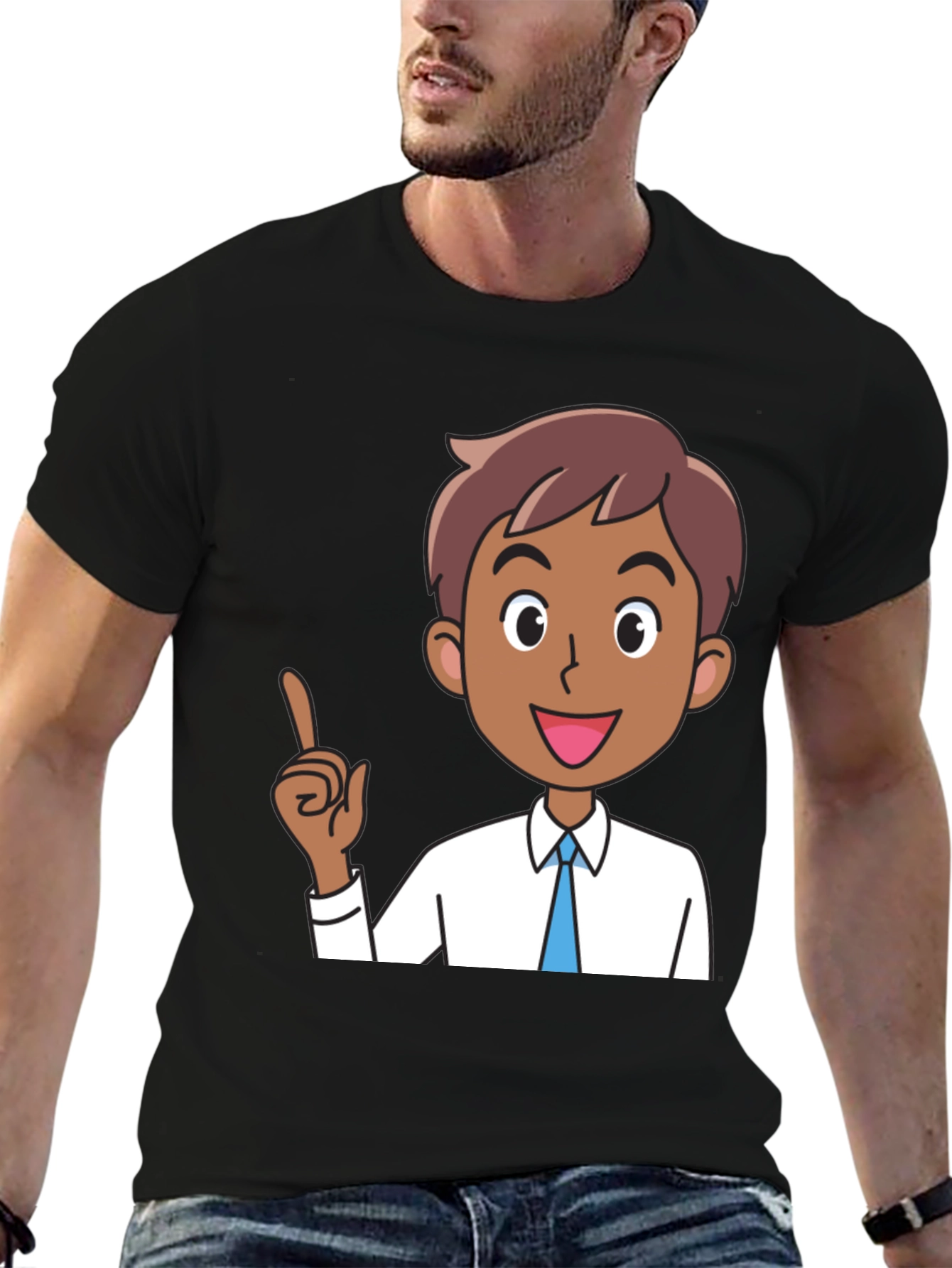 Cartoon Man Black T-Shirt