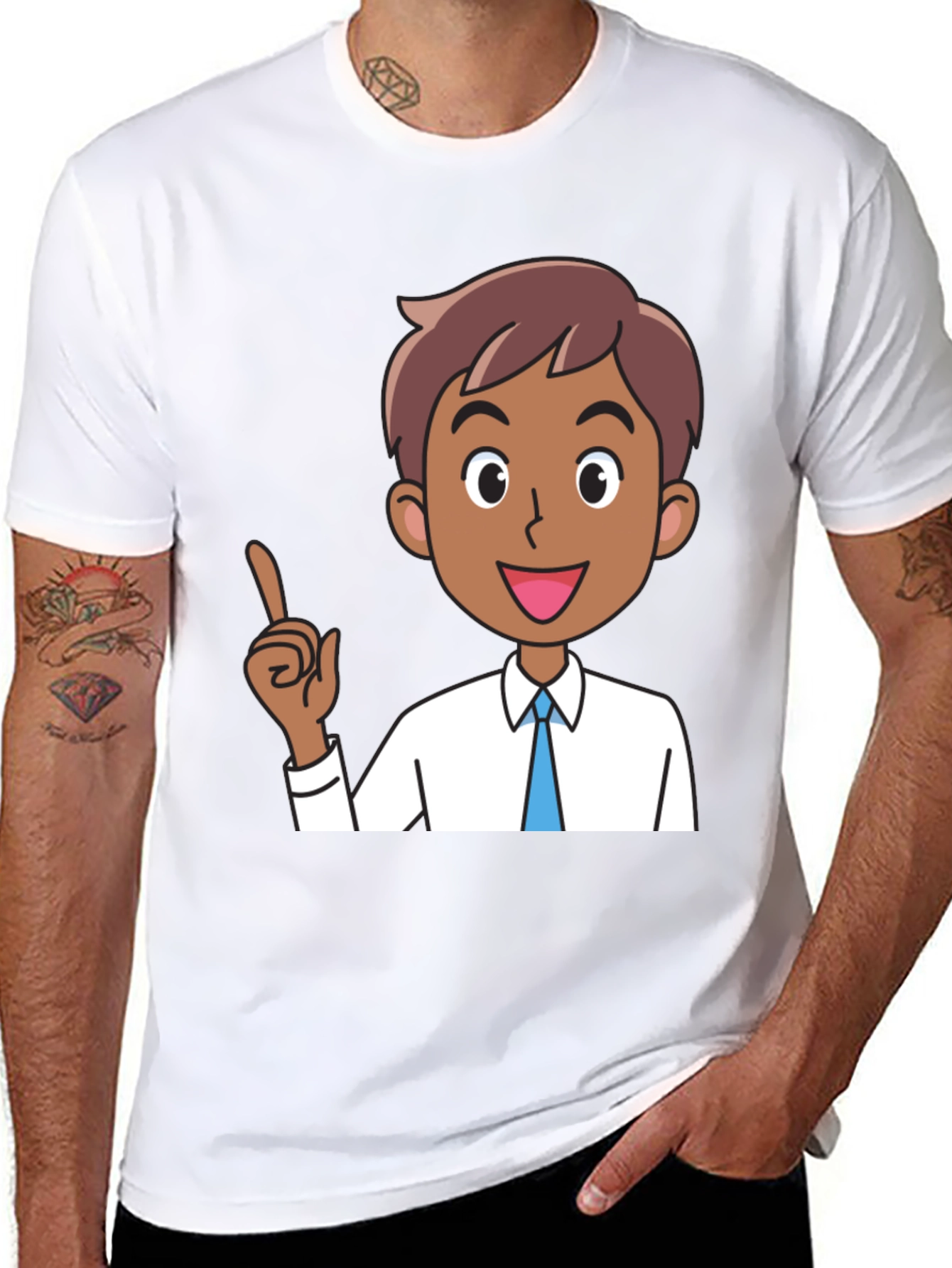 Cartoon Man Black T-Shirt