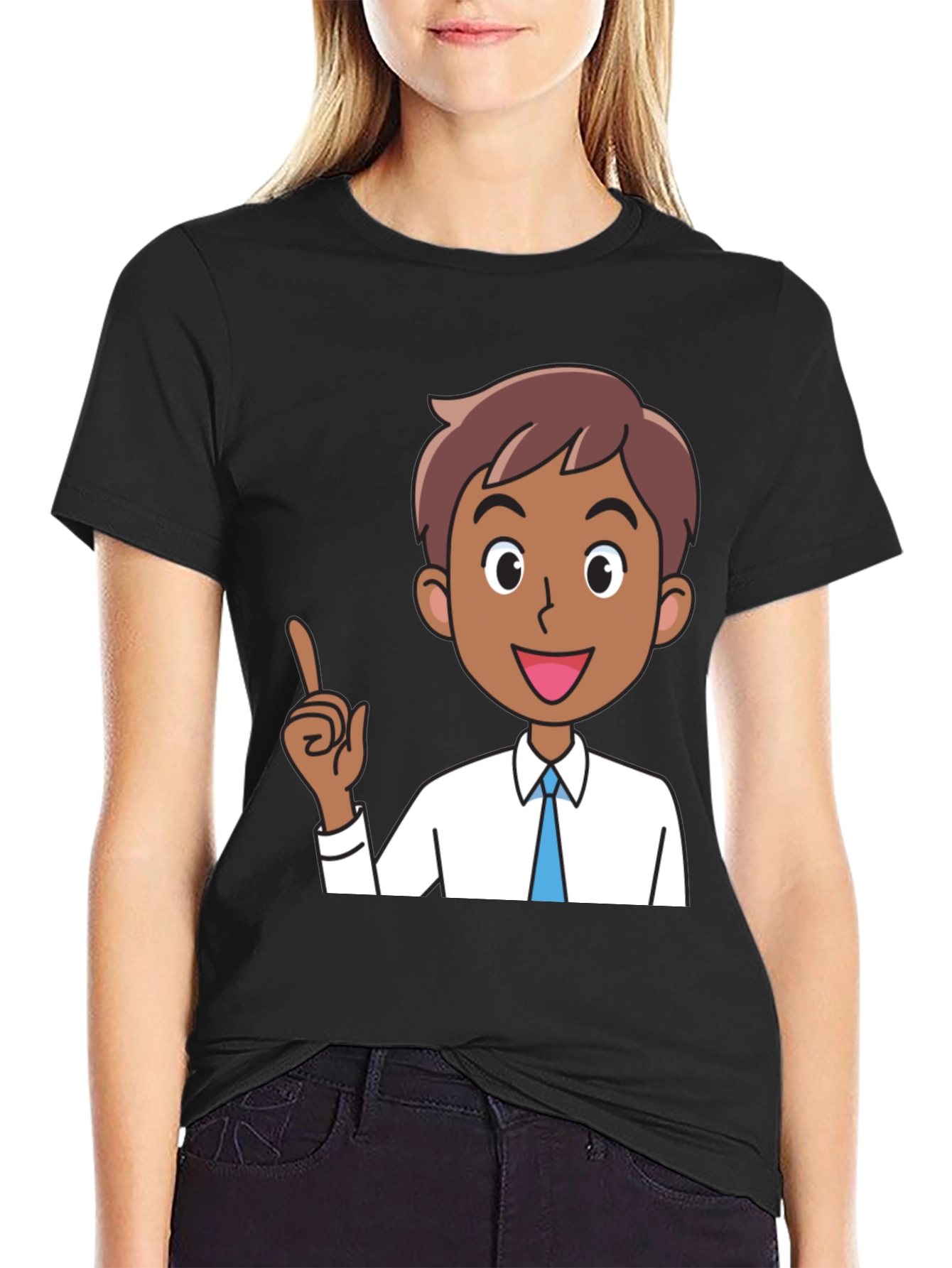 Cartoon Man Black T-Shirt