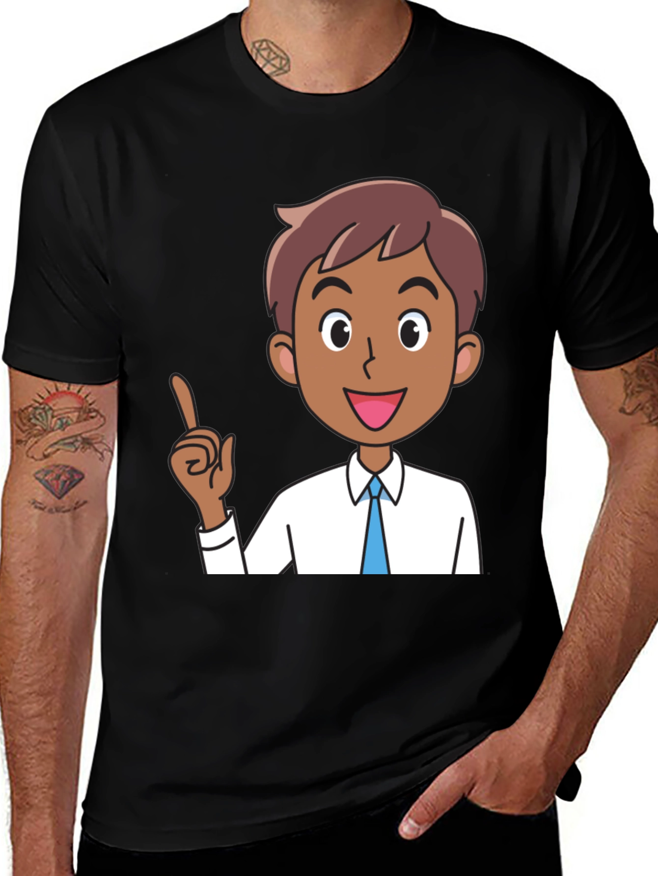 Cartoon Man Black T-Shirt