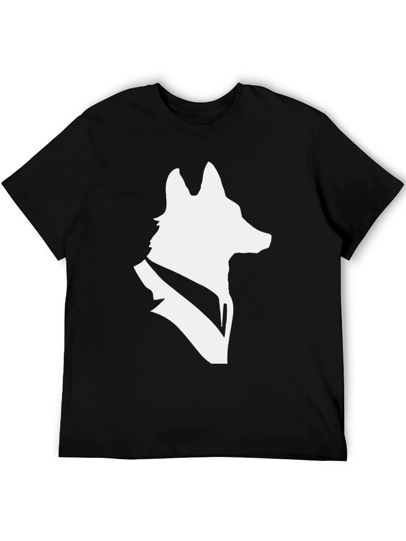 Sleek Wolf Silhouette Black T-Shirt