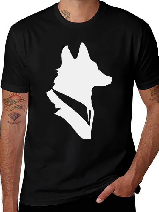 Sleek Wolf Silhouette Black T-Shirt