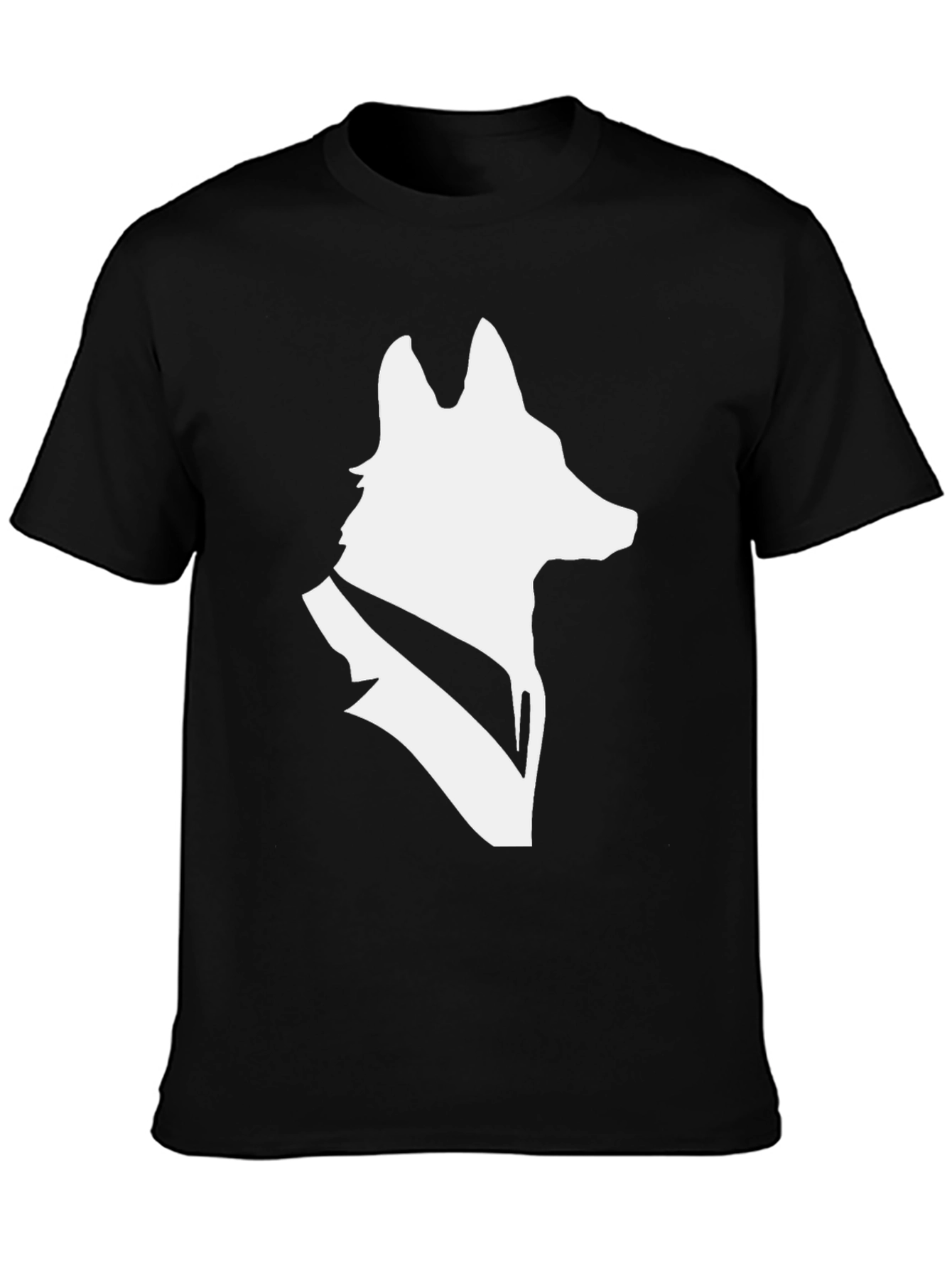 Sleek Wolf Silhouette Black T-Shirt
