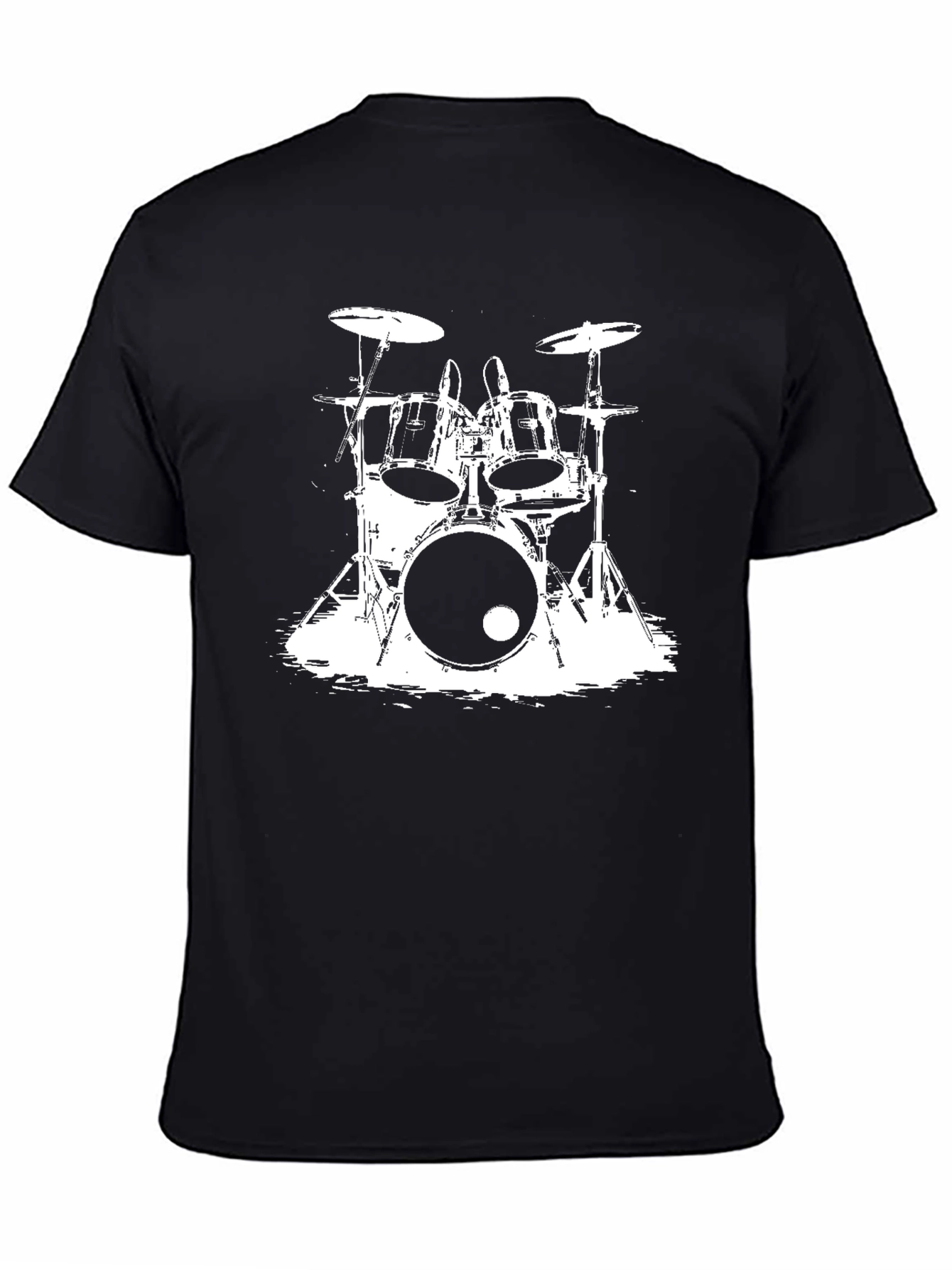 Drum Kit Graphic Tee - Black Cotton T-Shirt