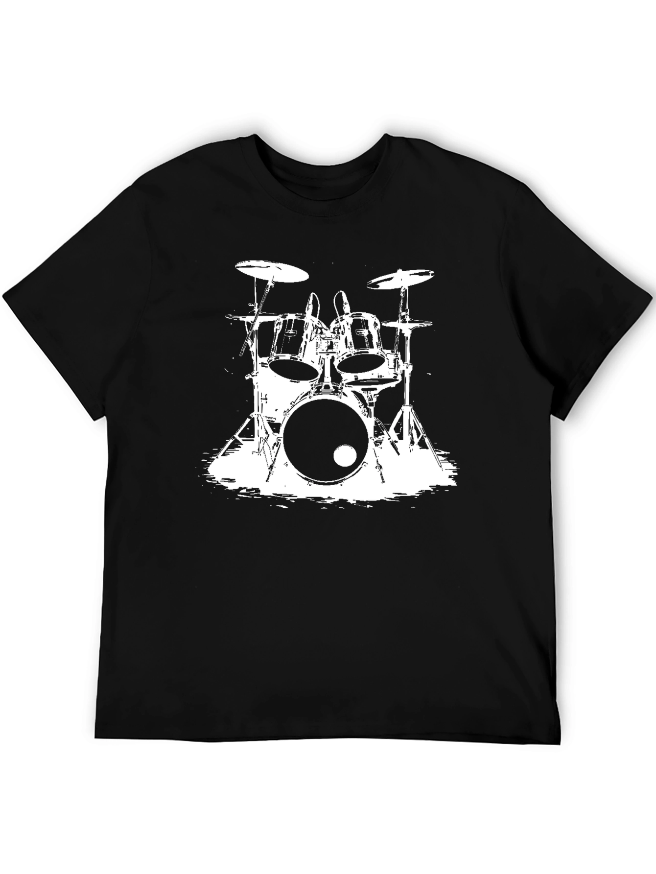 Drum Kit Graphic Tee - Black Cotton T-Shirt
