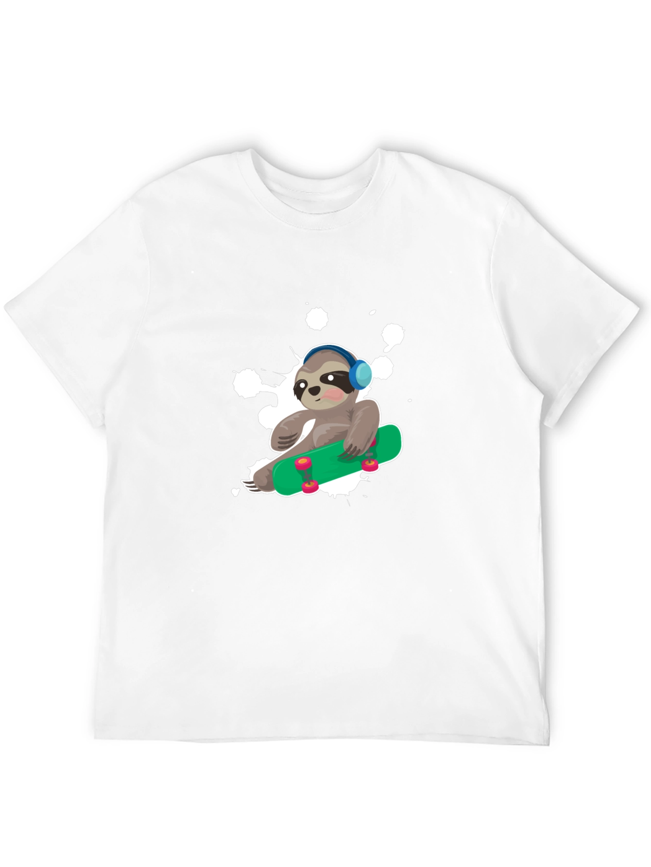 Sloth Skateboard Graphic T-Shirt - Trendy Casual Wear