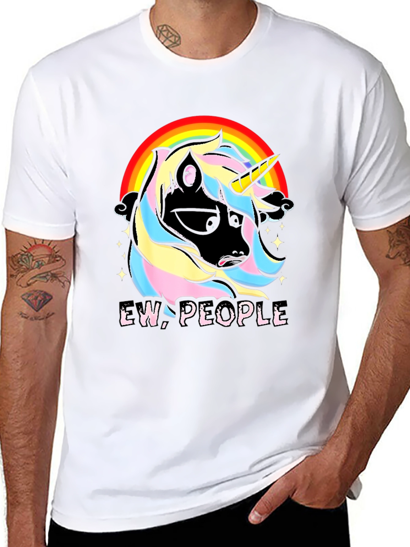 Ew People Unicorn Rainbow Graphic Tee