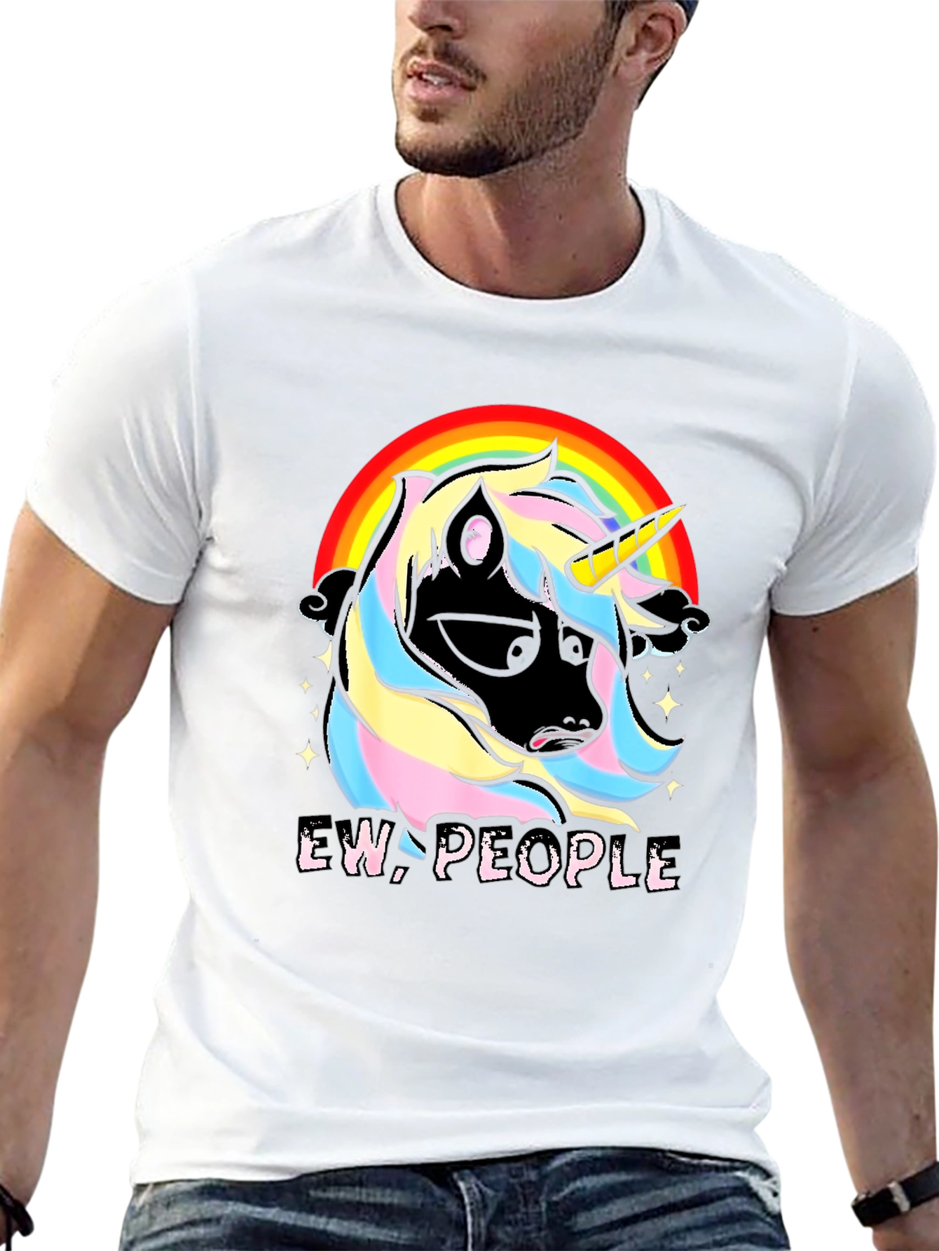 Ew People Unicorn Rainbow Graphic Tee