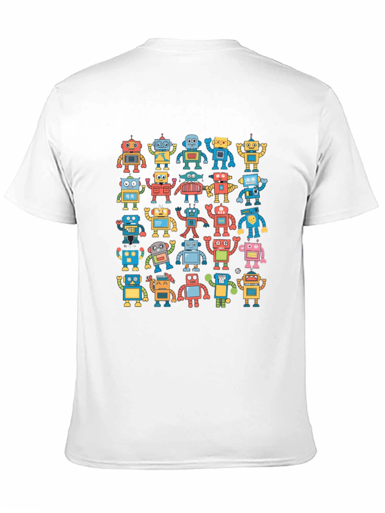 Retro Robot Print Black T-Shirt