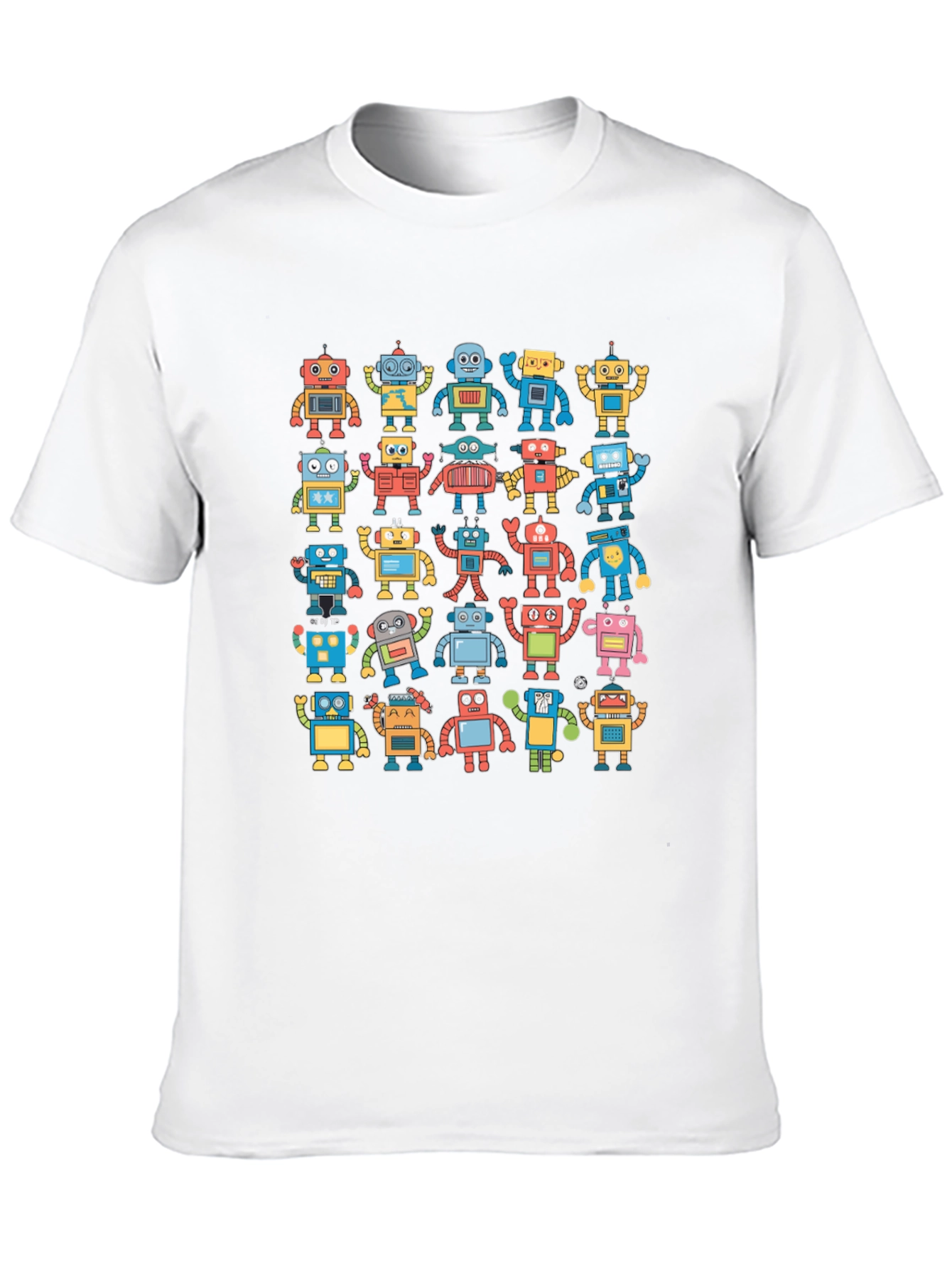 Retro Robot Print Black T-Shirt