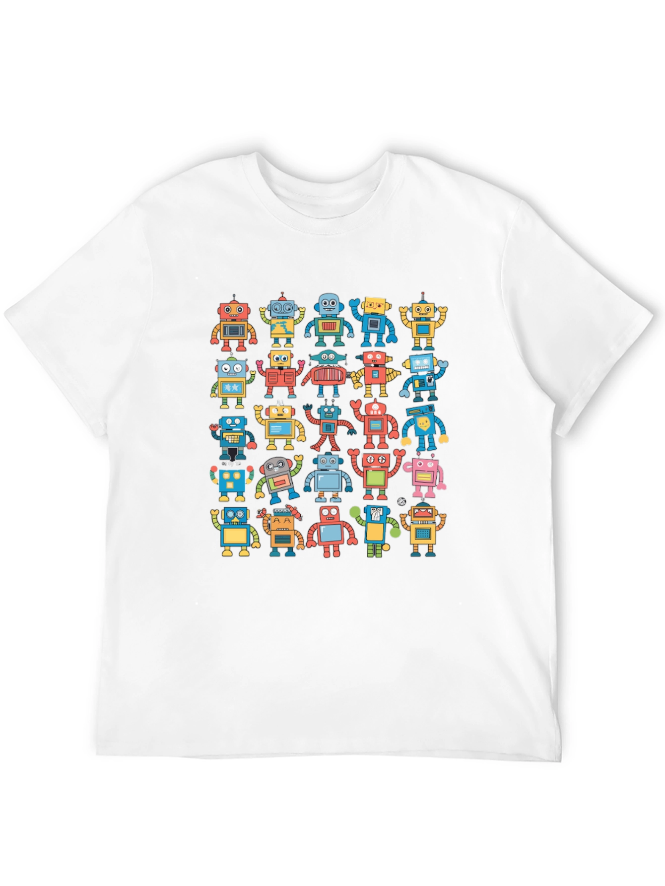Retro Robot Print Black T-Shirt