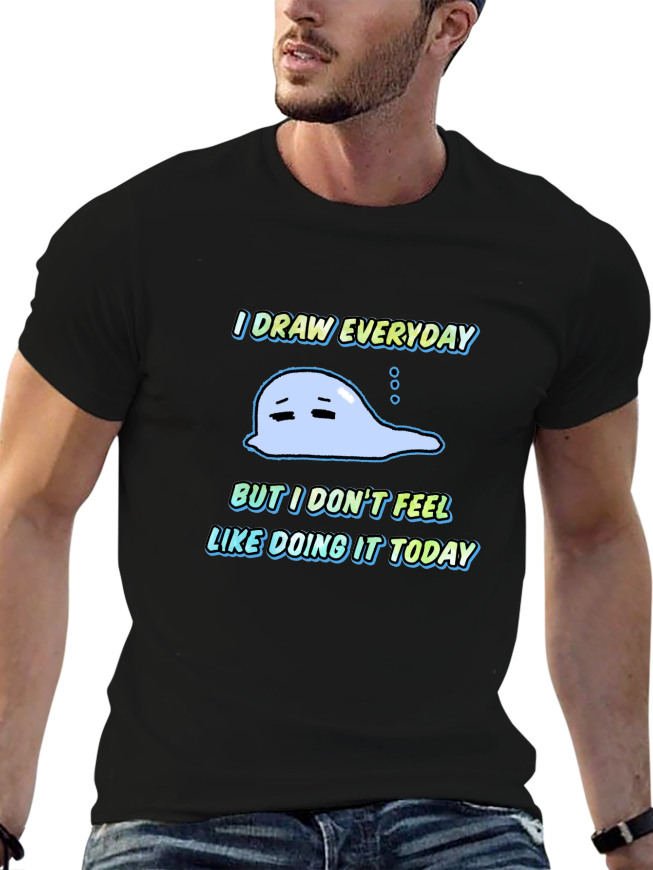 I Draw Everyday Graphic T-Shirt - Unisex Black Tee