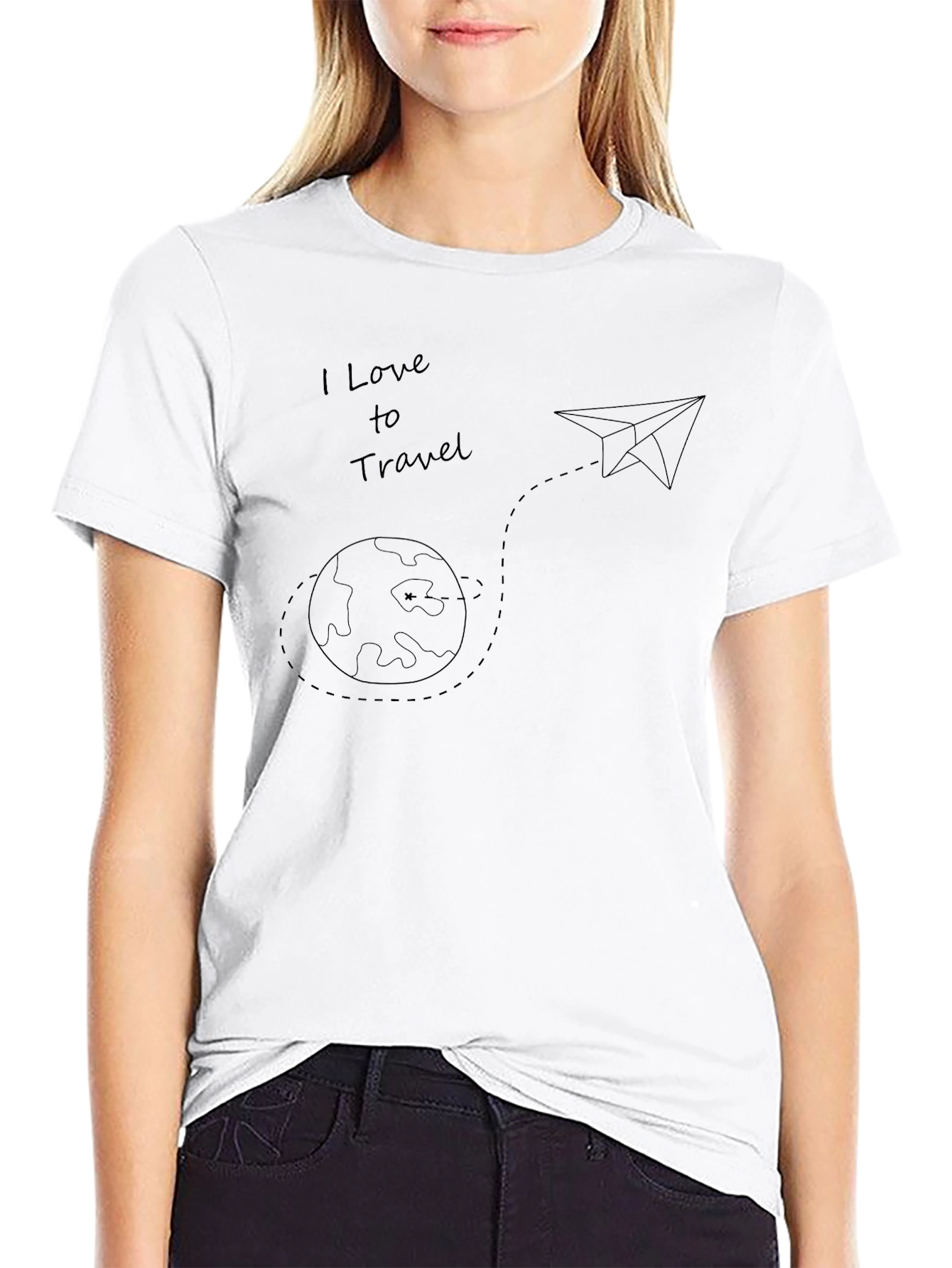I Love to Travel Black Graphic T-Shirt