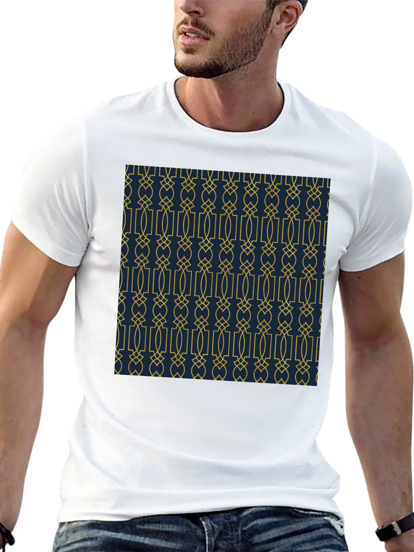 Elegant Patterned Black T-Shirt