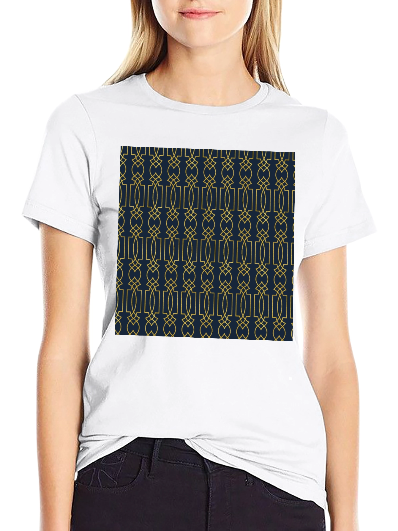Elegant Patterned Black T-Shirt