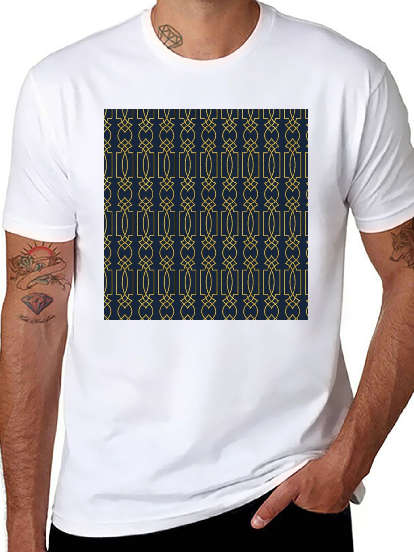Elegant Patterned Black T-Shirt